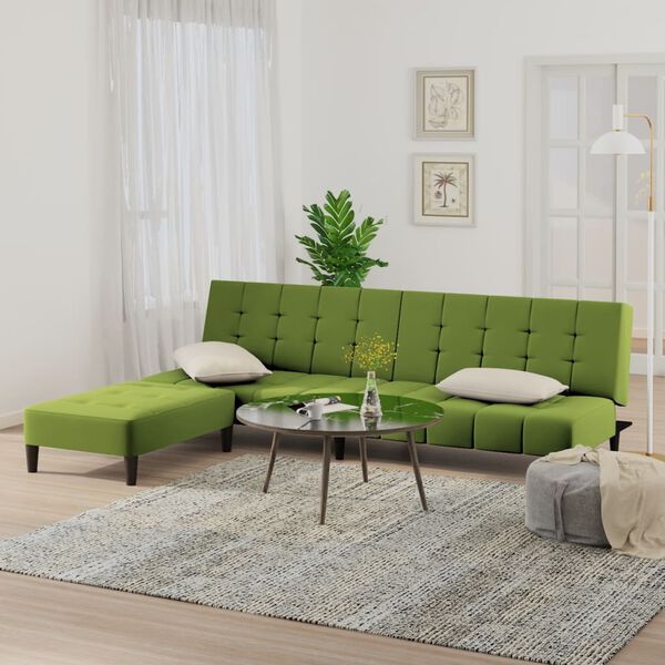 vidaXL Canap&eacute;-lit &agrave; 2 places avec repose-pied Vert clair Velours