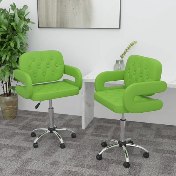 vidaXL Chaises pivotantes &agrave; manger lot de 2 vert similicuir