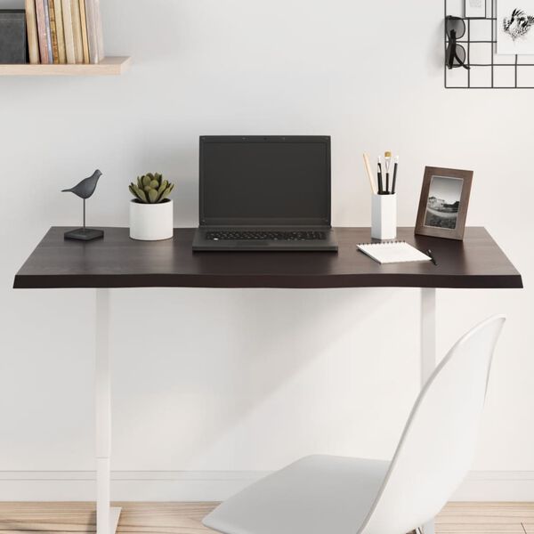 vidaXL Dessus de table bois ch&ecirc;ne massif trait&eacute; bordure assortie