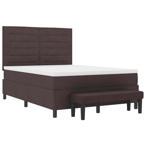 vidaXL Lit &agrave; ressorts avec matelas Marron fonc&eacute; 140 x 190 cm tissu