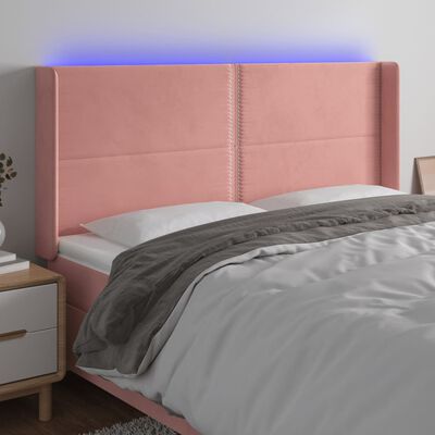 vidaXL Tête de lit à LED Rose 183x16x118/128 cm Velours
