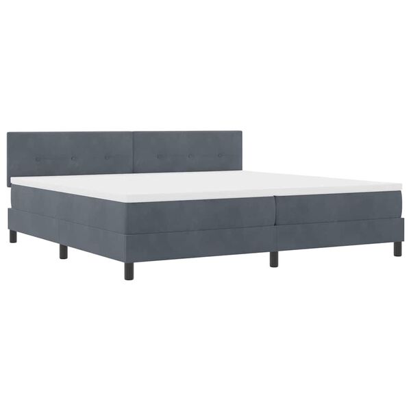 vidaXL Lit &agrave; ressorts avec matelas Gris fonc&eacute; 200 x 200 cm Velours