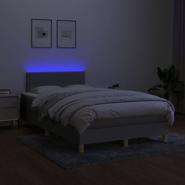 vidaXL Sommier &agrave; lattes de lit matelas LED Gris clair 120x200 cm Tissu