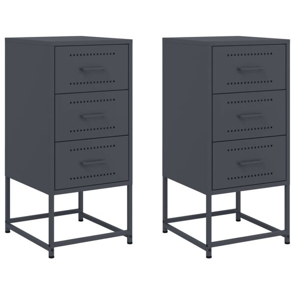 vidaXL Tables de chevet 2 pcs anthracite 36x39x78 cm acier
