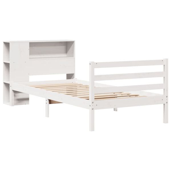 vidaXL Lit biblioth&egrave;que sans matelas blanc 90x200cm bois de pin massif