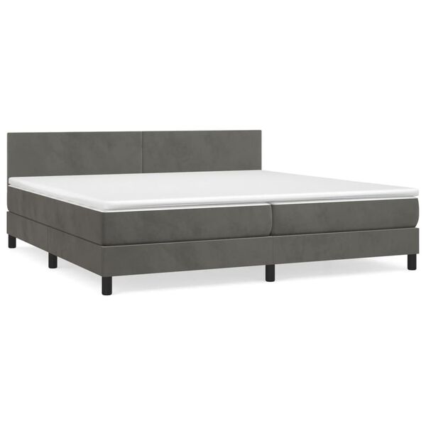 vidaXL Sommier &agrave; lattes de lit et matelas Gris fonc&eacute; 200x200cm Velours