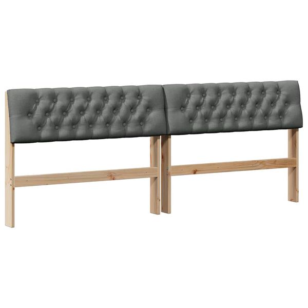 vidaXL T&ecirc;te de lit capitonn&eacute;e Gris fonc&eacute; 200 cm Pin massif