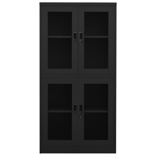 vidaXL Armoire de bureau Anthracite 90x40x180 cm Acier et verre trempé