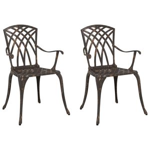 vidaXL Chaise de jardin 2 pcs Bronze 53 x 51 x 88,5cm Aluminium