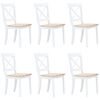 vidaXL Chaises &agrave; manger lot de 6 blanc et bois clair bois h&eacute;v&eacute;a massif