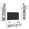 vidaXL Unit&eacute;s murales TV avec LED 6 pcs blanc bois d'ing&eacute;nierie