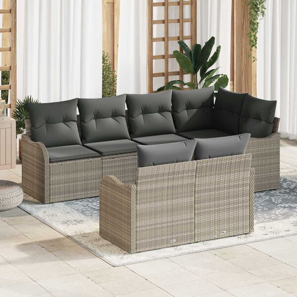 vidaXL Ensemble de canap&eacute; de jardin Gris clair polyrotin