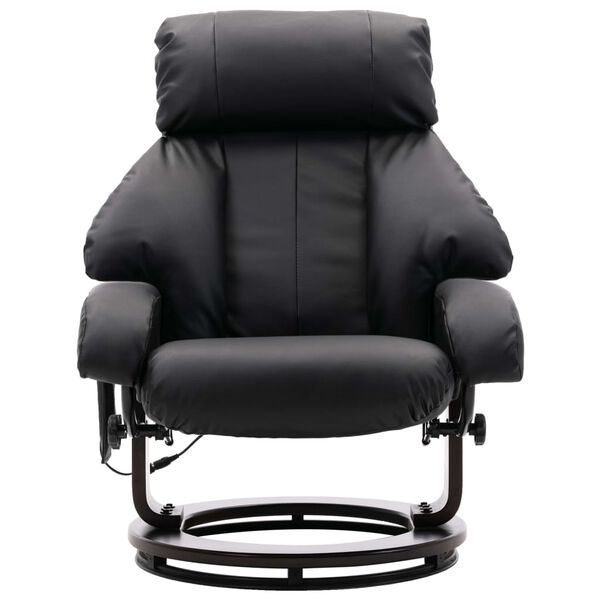 vidaXL Fauteuil de massage TV inclinable noir similicuir