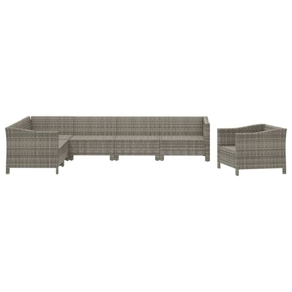 vidaXL Salon de jardin 7 pcs avec coussins Gris R&eacute;sine tress&eacute;e