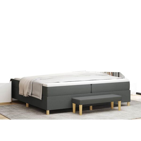vidaXL Lit &agrave; ressorts avec matelas Gris fonc&eacute; 200 x 200 cm tissu