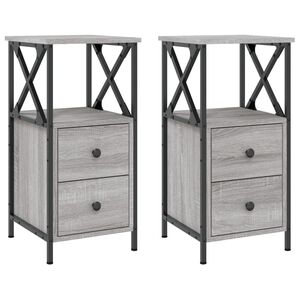 vidaXL Tables de chevet 2 pcs sonoma gris 34x35,5x70cm bois ing&eacute;nierie