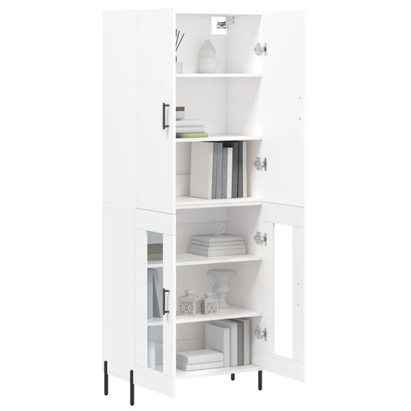 vidaXL Buffet haut Blanc 69,5x34x180 cm Bois d'ing&eacute;nierie