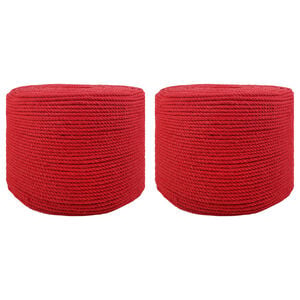 vidaXL Fil de coton 2 pc 2 mm 100 m Rouge 100% Coton