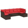 vidaXL Ensemble de canap&eacute; de jardin 7 pcs Marron polyrotin