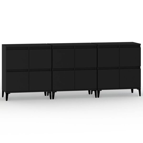 vidaXL Buffets 3 pcs noir 60x35x70 cm bois d'ing&eacute;nierie