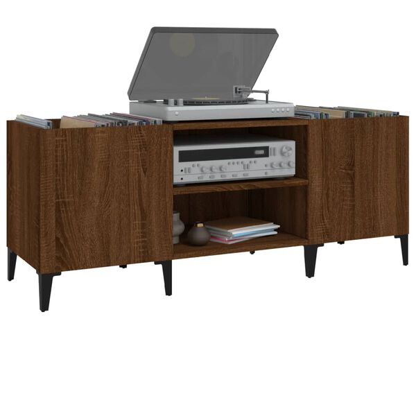 vidaXL Armoire &agrave; disques ch&ecirc;ne marron 121x38x48 cm bois d'ing&eacute;nierie