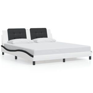 vidaXL Cadre de lit sans matelas Zadar blanc et noir 180x200 cm similicuir