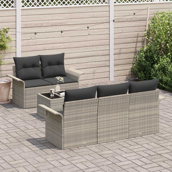 vidaXL Ensemble de Canap&eacute;s avec coussin 6 pcs Gris clair polyrotin