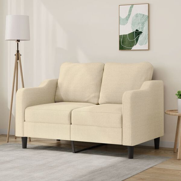 vidaXL Canap&eacute; &agrave; 2 places Cr&egrave;me 120 cm Tissu