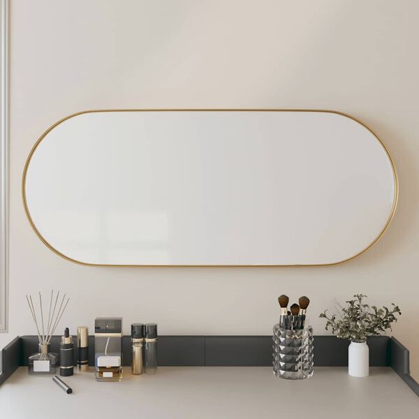 vidaXL Miroir mural Dor&eacute; 25x60 cm Ovale