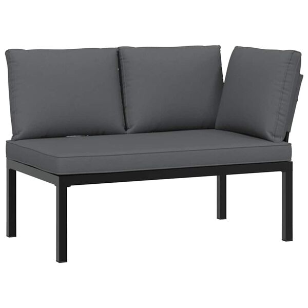 vidaXL Salon de jardin 5 pcs avec coussins noir aluminium