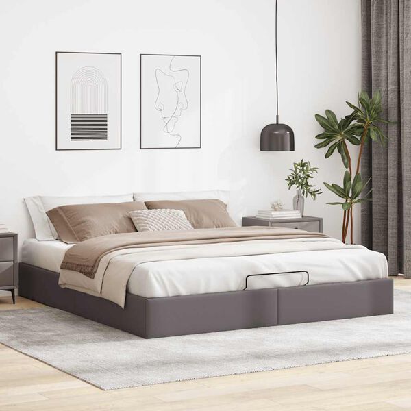 vidaXL Cadre de lit ottoman sans matelas gris 160x200 cm similicuir