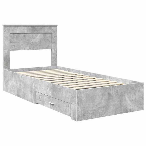 vidaXL Cadre de lit Gris b&eacute;ton 100 x 200 cm Bois d'ing&eacute;nierie