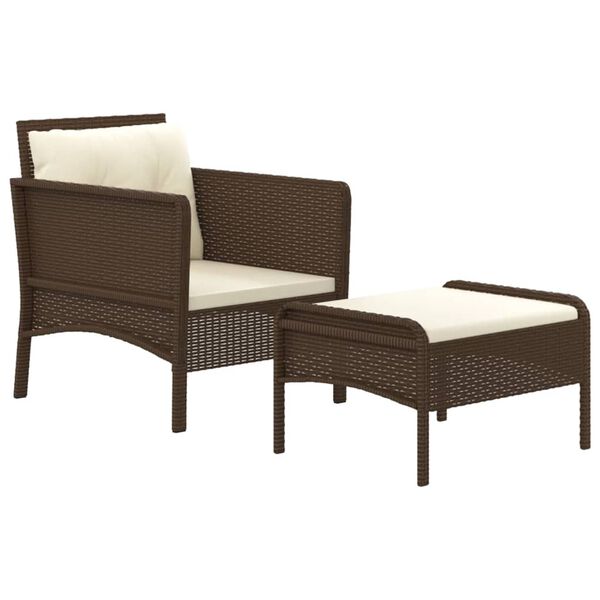 vidaXL Salon de jardin 2 pcs avec coussins Marron R&eacute;sine tress&eacute;e