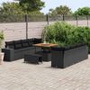 vidaXL Ensemble de canap&eacute; de jardin avec coussin 11 pcs Noir polyrotin