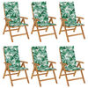 vidaXL Fauteuils pliants inclinables avec coussins 6 pcs teck massif