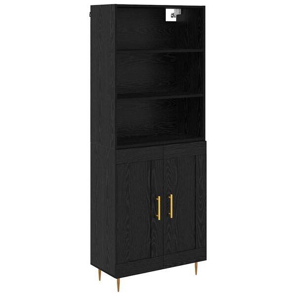 vidaXL Haut Armoire Ch&ecirc;ne noir 69,5 x 34 x 180 cm Bois d'ing&eacute;nierie