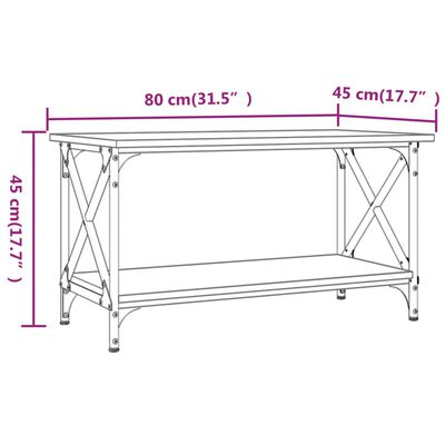 vidaXL Table basse Noir 80x45x45 cm Bois d'ingénierie et fer