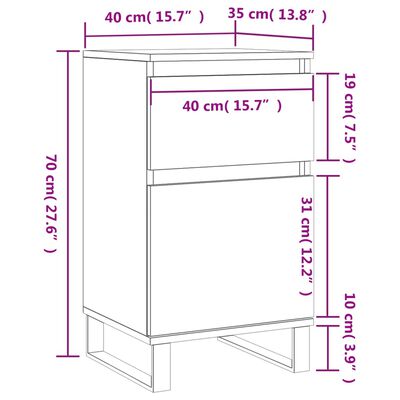 vidaXL Buffet gris béton 40x35x70 cm bois d'ingénierie