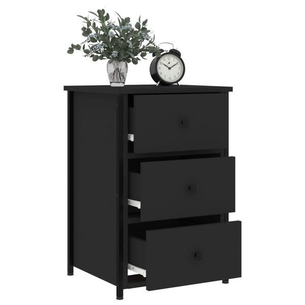 vidaXL Tables de chevet 2 pcs noir 40x36x60 cm bois d&rsquo;ing&eacute;nierie