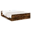vidaXL Cadre de lit avec tiroirs sans matelas ch&ecirc;ne fum&eacute; 150x200 cm