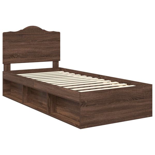 vidaXL Cadre de lit avec t&ecirc;te de lit Ch&ecirc;ne brun 90 x 200 cm Pin massif