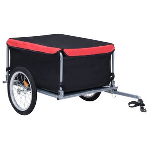 vidaXL Remorque de v&eacute;lo noir et rouge 65 kg
