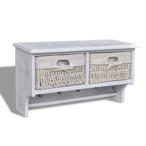 vidaXL Porte-manteau Blanc 60x23,5x33 cm Bois de Paulownia