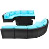 vidaXL Salon de jardin 13 pcs avec coussins R&eacute;sine tress&eacute;e Bleu