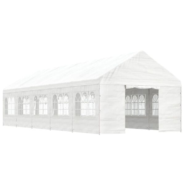vidaXL Belv&eacute;d&egrave;re avec toit blanc 11,15x4,08x3,22 m poly&eacute;thyl&egrave;ne