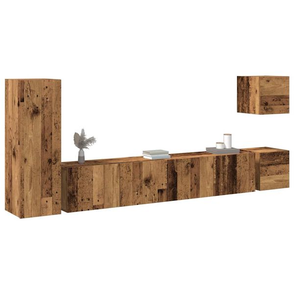 vidaXL Ensemble de meuble TV mural 5 pcs vieux bois bois d'ing&eacute;nierie