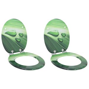 vidaXL Si&egrave;ge de toilette &agrave; fermeture douce 2 pi&egrave;ces Goutte verte