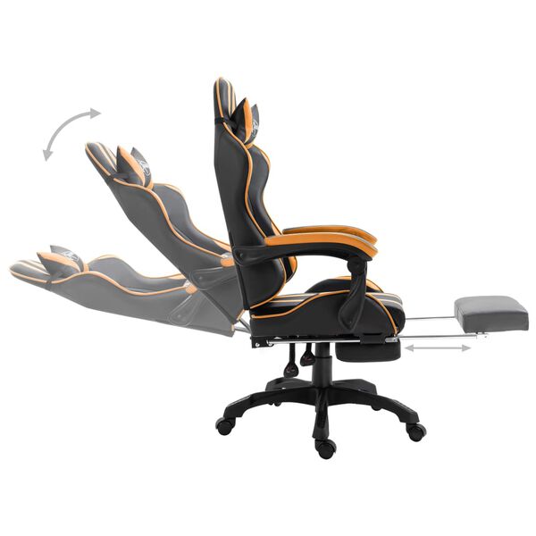 vidaXL Chaise de jeu avec repose-pied Orange Similicuir