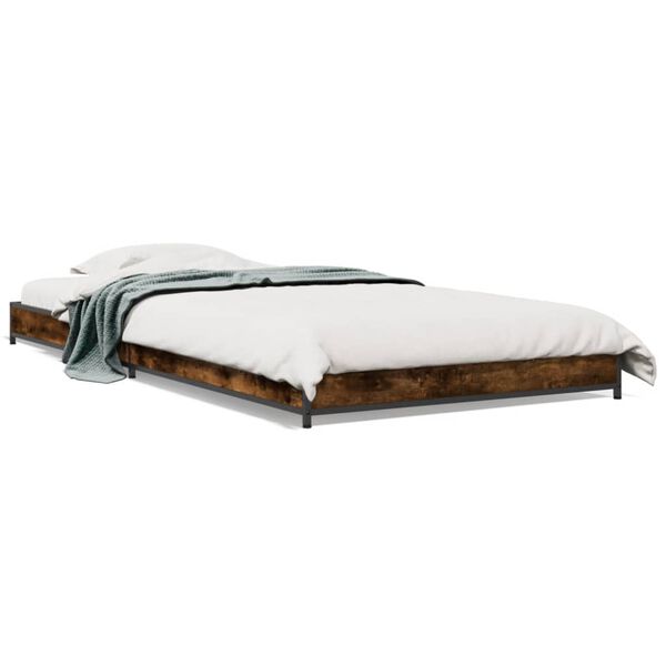 vidaXL Cadre de lit sans matelas ch&ecirc;ne fum&eacute; 100x200 cm
