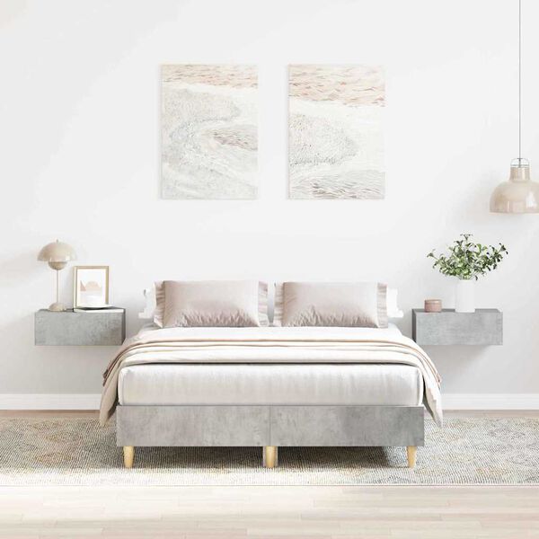 vidaXL Cadre de lit Gris b&eacute;ton 193 x 123 x 25 cm Bois d'ing&eacute;nierie